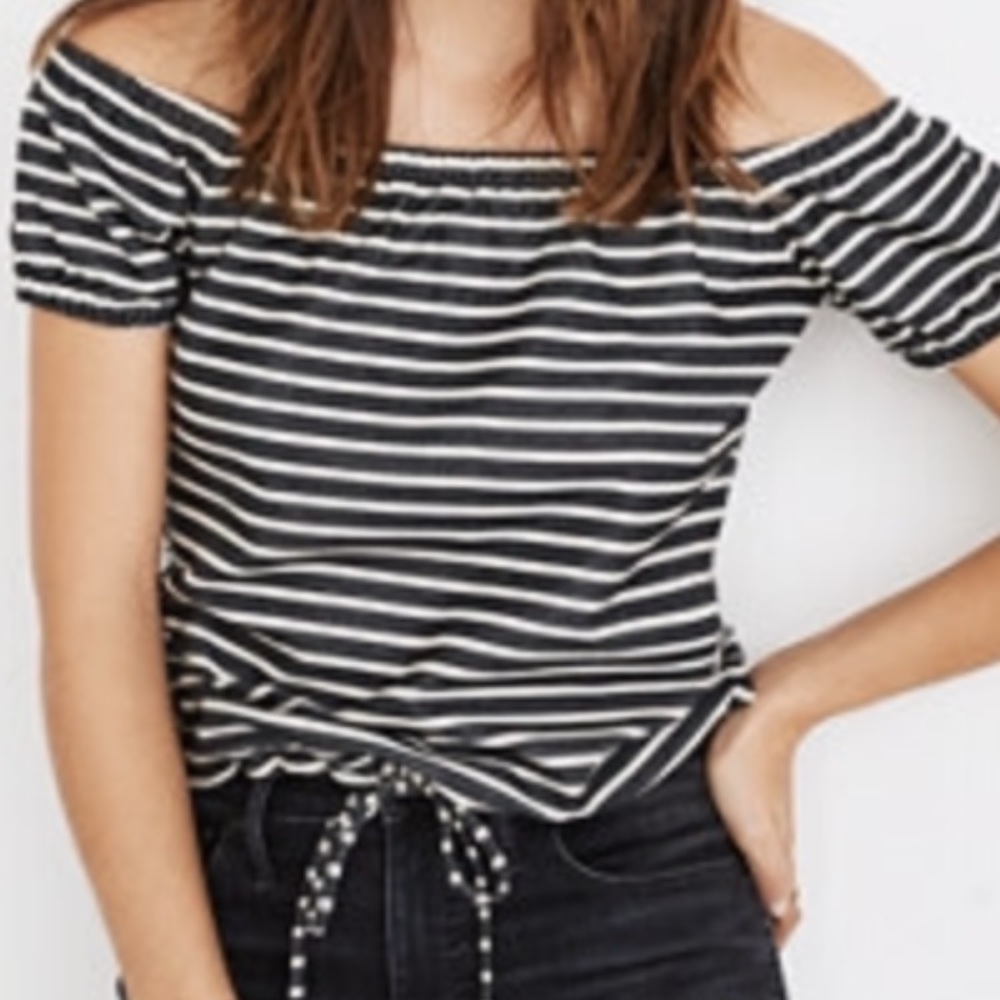 Madewell off shoulder strippedT